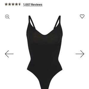 SKIMS Black Seamless Scoop Neck Thong Bodysuit